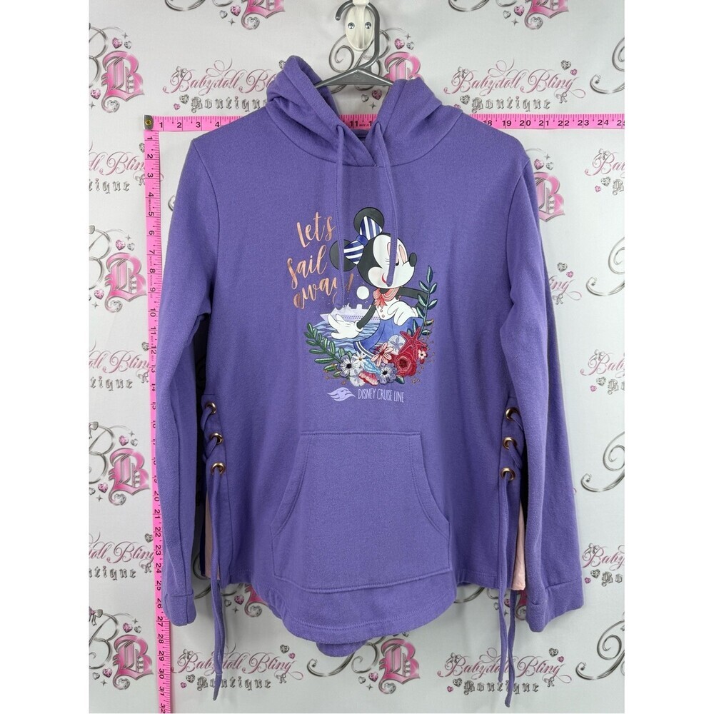 Disney cruise line sweater hoodie Purple Minnie Mouse Lace-Up Hoodie letβs sail - Picture 1 of 11